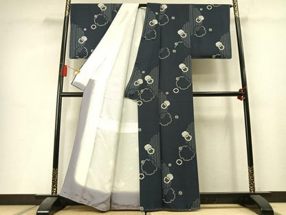 平和屋着物●上質な小紋　雪輪文様　正絹　逸品　未使用　AABL3597fy
