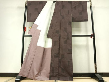 平和屋着物●本場大島紬　150亀甲　色紙重ね文　正絹　逸品　AABL3598fy