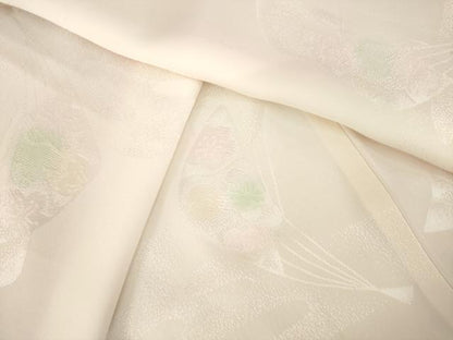 平和屋着物●振袖用長襦袢　袷　扇面花地紋　暈し染め　正絹　逸品　AABL3602ck