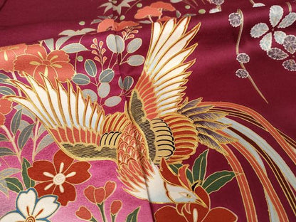 平和屋着物●豪華振袖　駒刺繍　鳳凰花蝶文　暈し染め　金彩　正絹　逸品　AABL3603ck