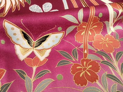 平和屋着物●豪華振袖　駒刺繍　鳳凰花蝶文　暈し染め　金彩　正絹　逸品　AABL3603ck