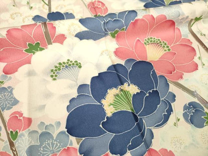 平和屋着物●豪華振袖　草花文　ロング丈　正絹　逸品　AABL3605ck