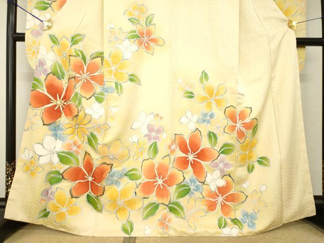 平和屋着物●豪華振袖　駒刺繍　舞花文　金彩　正絹　逸品　AABL3608ck