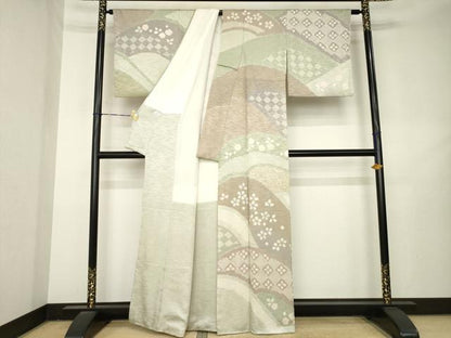 平和屋着物●訪問着　総絞り　遠山重ね文　金彩　正絹　逸品　AABL3611ck