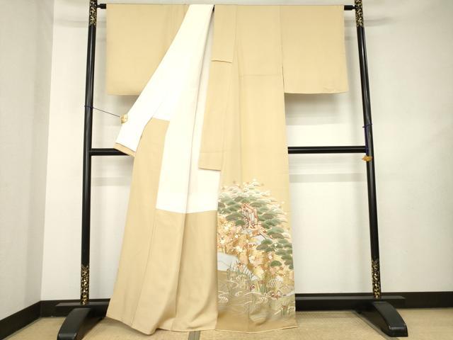 平和屋着物●豪華色留袖　駒刺繍　御所車花文　金彩　正絹　逸品　AABL3612ck