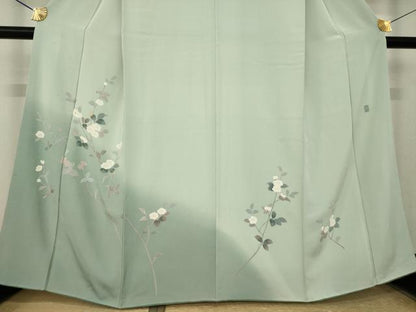 平和屋着物●訪問着　友禅　作家物　枝花文　暈し染め　正絹　逸品　AABL3614ck