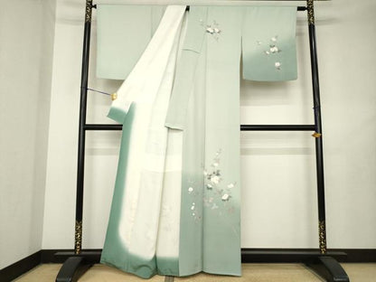 平和屋着物●訪問着　友禅　作家物　枝花文　暈し染め　正絹　逸品　AABL3614ck