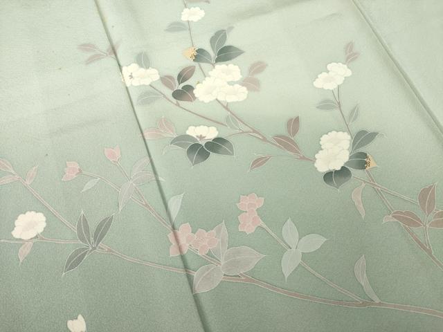 平和屋着物●訪問着　友禅　作家物　枝花文　暈し染め　正絹　逸品　AABL3614ck