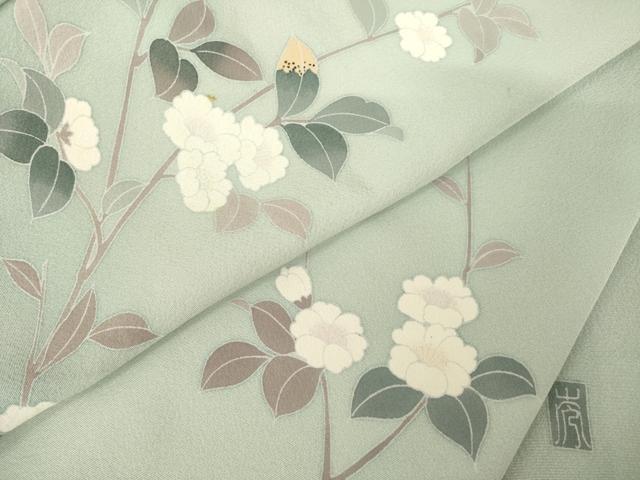 平和屋着物●訪問着　友禅　作家物　枝花文　暈し染め　正絹　逸品　AABL3614ck