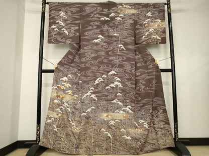 平和屋着物●訪問着　駒刺繍　流水花文　暈し染め　金彩　ますいわ屋扱い　正絹　逸品　AABL3615ck