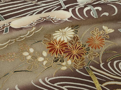 平和屋着物●訪問着　駒刺繍　流水花文　暈し染め　金彩　ますいわ屋扱い　正絹　逸品　AABL3615ck