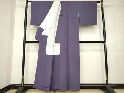 平和屋着物●上質な色無地　濃鼠色　正絹　逸品　AABL3616ck