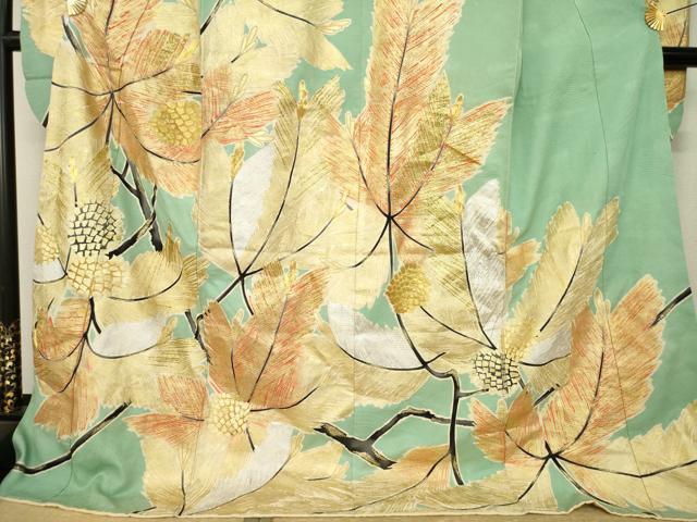 平和屋着物●豪華振袖　駒刺繍　松　金銀彩　金糸　ロング丈　正絹　逸品　AABL3619ck