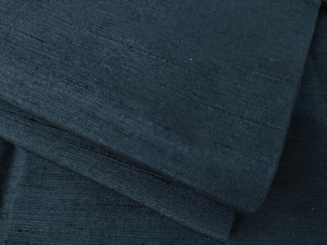 平和屋着物●男性　紬　アンサンブル　藍鉄色　正絹　逸品　AABL3623ck