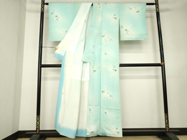 平和屋着物●上質な小紋　竜田川　地紋起こし　暈し染め　金糸　正絹　逸品　AABL3625ck