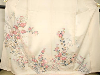 平和屋着物●訪問着　友禅　花籬文　正絹　逸品　AABL3628ck
