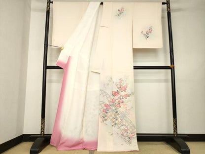 平和屋着物●訪問着　友禅　花籬文　正絹　逸品　AABL3628ck