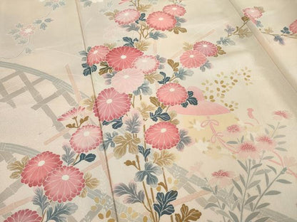 平和屋着物●訪問着　友禅　花籬文　正絹　逸品　AABL3628ck