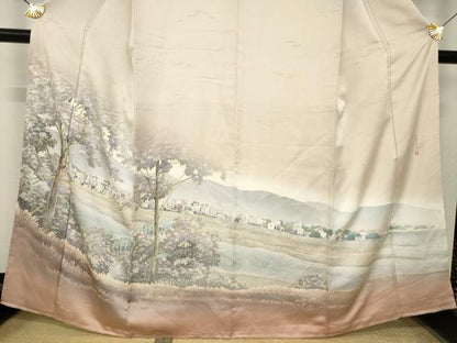 平和屋着物●訪問着　作家物　風景文　暈し染め　正絹　逸品　AABL3629ck