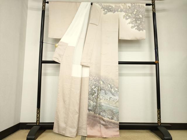 平和屋着物●訪問着　作家物　風景文　暈し染め　正絹　逸品　AABL3629ck