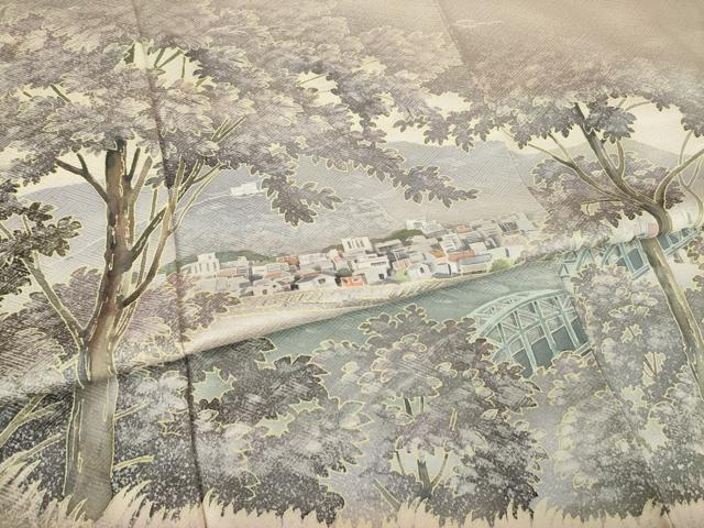 平和屋着物●訪問着　作家物　風景文　暈し染め　正絹　逸品　AABL3629ck