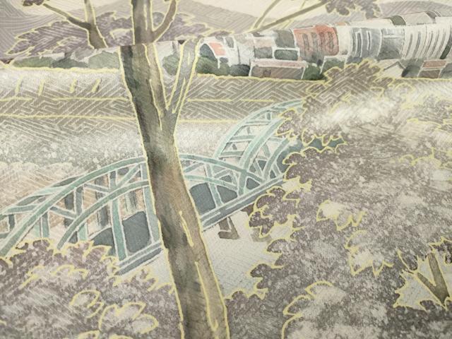 平和屋着物●訪問着　作家物　風景文　暈し染め　正絹　逸品　AABL3629ck