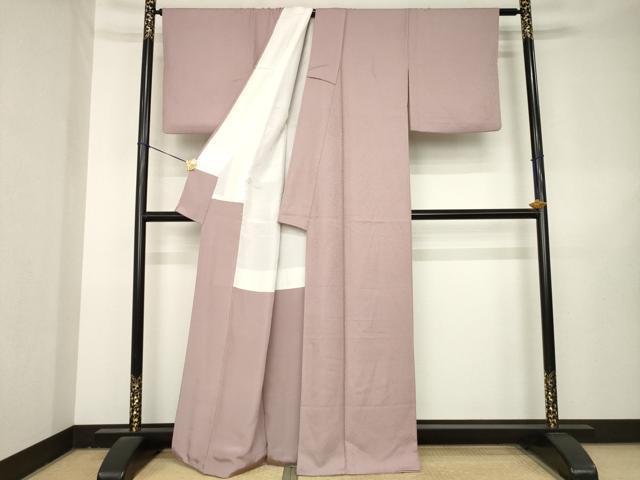 平和屋着物●上質な色無地　紋意匠　薄柿色　正絹　逸品　AABL3632ck