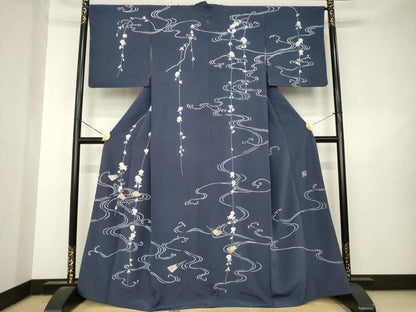 平和屋着物●創業460年・千總　訪問着　流水扇面花文　金彩　正絹　逸品　AABL3633ck