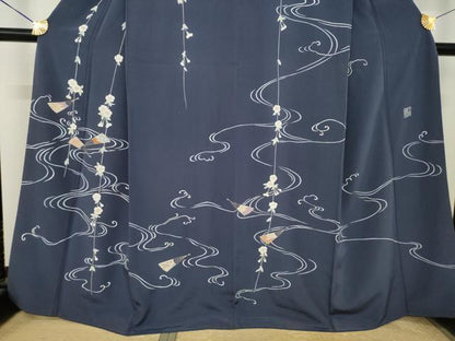 平和屋着物●創業460年・千總　訪問着　流水扇面花文　金彩　正絹　逸品　AABL3633ck