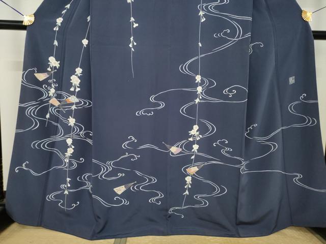 平和屋着物●創業460年・千總　訪問着　流水扇面花文　金彩　正絹　逸品　AABL3633ck