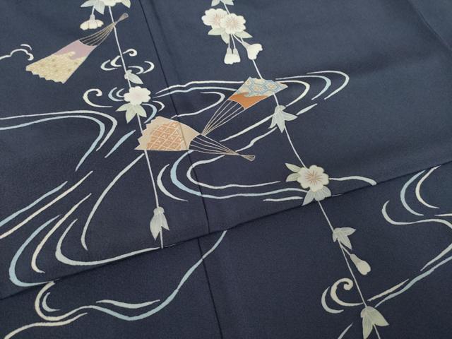 平和屋着物●創業460年・千總　訪問着　流水扇面花文　金彩　正絹　逸品　AABL3633ck