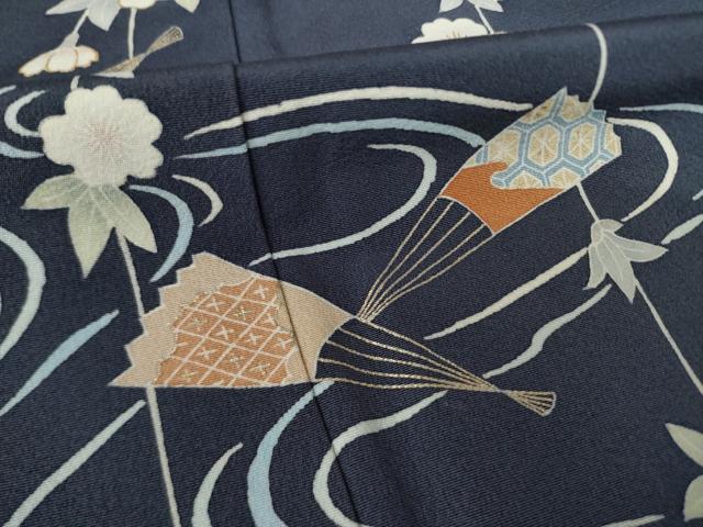 平和屋着物●創業460年・千總　訪問着　流水扇面花文　金彩　正絹　逸品　AABL3633ck