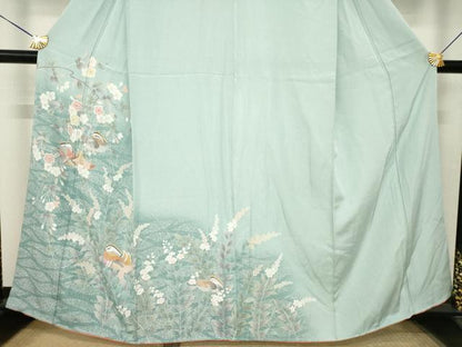 平和屋着物●訪問着　友禅　鴛鴦花文　正絹　逸品　AABL3638ck