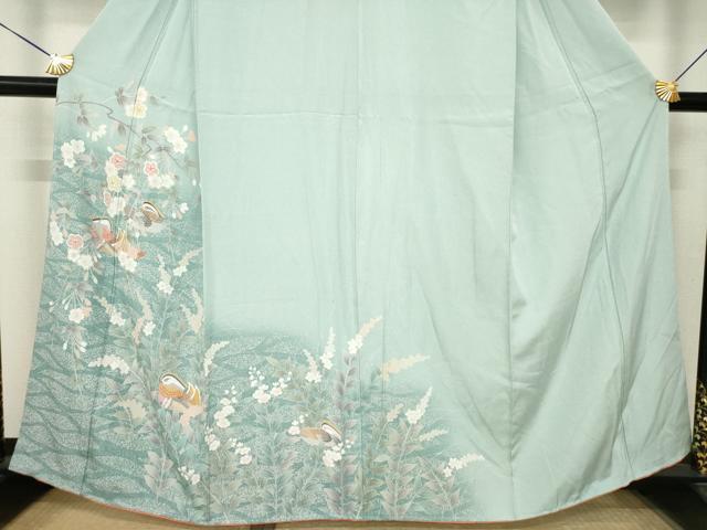 平和屋着物●訪問着　友禅　鴛鴦花文　正絹　逸品　AABL3638ck
