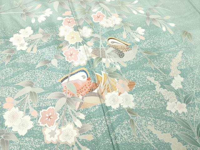 平和屋着物●訪問着　友禅　鴛鴦花文　正絹　逸品　AABL3638ck