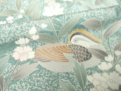 平和屋着物●訪問着　友禅　鴛鴦花文　正絹　逸品　AABL3638ck