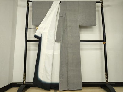 平和屋着物●伝統工芸士　廣瀬雄望　江戸小紋　万筋　黒×白　正絹　逸品　AABL3641ck