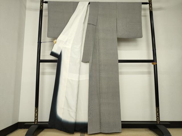 平和屋着物●伝統工芸士　廣瀬雄望　江戸小紋　万筋　黒×白　正絹　逸品　AABL3641ck
