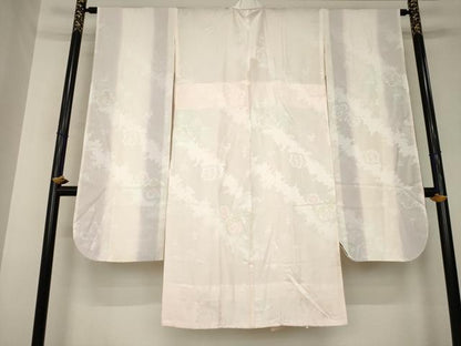 平和屋着物●振袖用長襦袢　無双仕立て　ねじ梅地紋　暈し染め　正絹　逸品　AABL3643ck