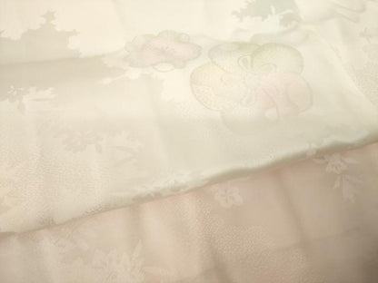 平和屋着物●振袖用長襦袢　無双仕立て　ねじ梅地紋　暈し染め　正絹　逸品　AABL3643ck