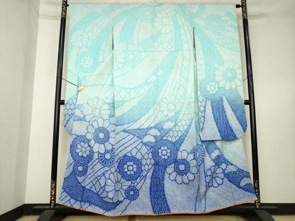 平和屋着物●豪華振袖　総絞り　蔓帯花文　正絹　逸品　AABL3646ck