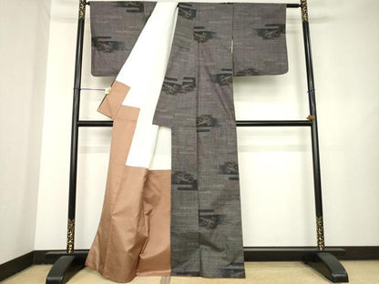 平和屋着物●本場大島紬　9マルキ　エ霞文　正絹　逸品　AABL3647ck
