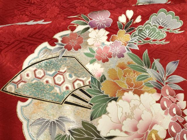 平和屋着物●豪華振袖　絞り　駒刺繍　流水御所車花文　金銀彩　正絹　逸品　AABL3648ck