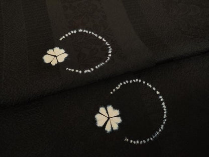 平和屋着物●上質な小紋　総絞り　花丸文　黒地　正絹　逸品　AABL3649ck