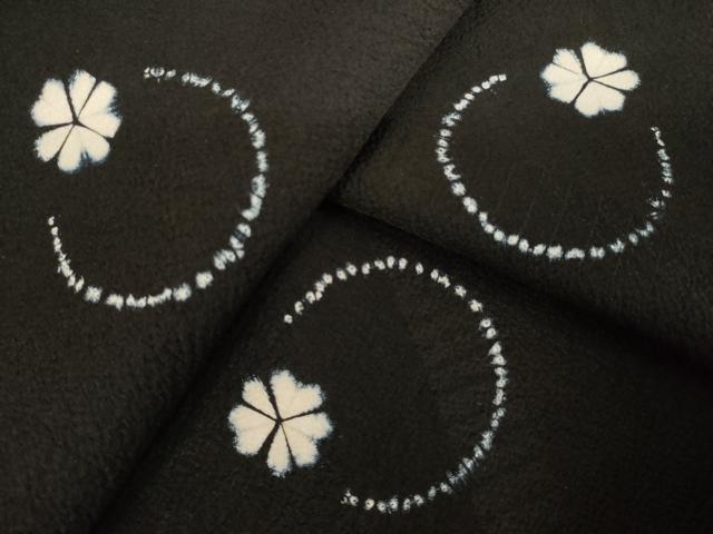 平和屋着物●上質な小紋　総絞り　花丸文　黒地　正絹　逸品　AABL3649ck