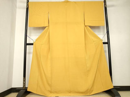 平和屋着物●上質な色無地　黄朽葉色　正絹　逸品　AABL3650ck