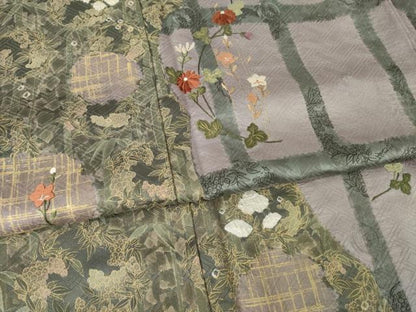 平和屋着物●訪問着　刺繍　花丸文　正絹　逸品　AABL3651ck