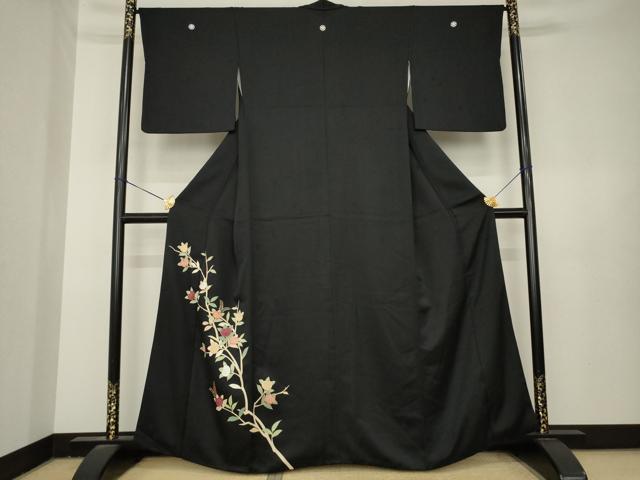 平和屋着物●豪華黒留袖　駒刺繍　橘　金彩　正絹　逸品　AABL3655ck