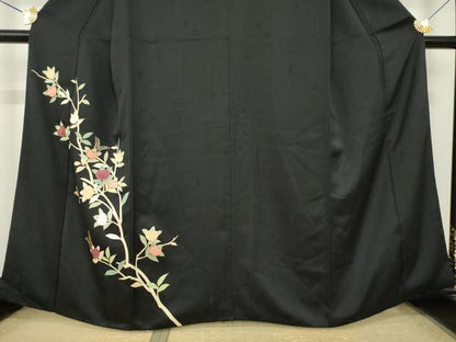 平和屋着物●豪華黒留袖　駒刺繍　橘　金彩　正絹　逸品　AABL3655ck