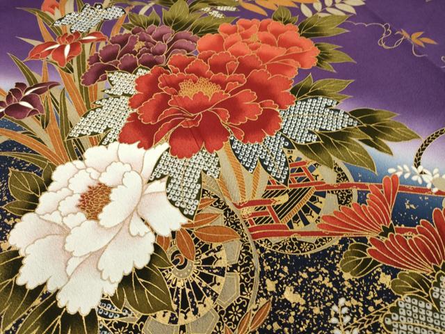 平和屋着物●豪華振袖　花車文　金彩　正絹　逸品　AABL3656ck